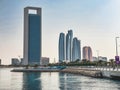 Abu Dhabi Corniche promenade in Al Marina, cycle and pedestrian pathways in United Arab Emirates Royalty Free Stock Photo