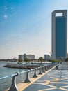 Abu Dhabi Corniche promenade in Al Marina, cycle and pedestrian pathways in United Arab Emirates Royalty Free Stock Photo