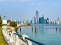 Abu Dhabi Corniche promenade in Al Marina, cycle and pedestrian pathways in United Arab Emirates Royalty Free Stock Photo