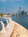 Abu Dhabi Corniche promenade in Al Marina, cycle and pedestrian pathways in United Arab Emirates Royalty Free Stock Photo