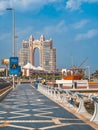 Abu Dhabi Corniche promenade in Al Marina, cycle and pedestrian pathways in United Arab Emirates Royalty Free Stock Photo