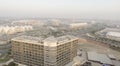 ABU DHABI - DECEMBER 2016: Yas Island panoramic aerial view. Yas Island is famous for Formula 1 Circuit