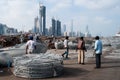 Abu Dhabi fishermen making lobster pots
