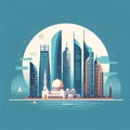 Abu Dhabi flat vector city skyline Royalty Free Stock Photo