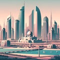 Abu Dhabi flat vector city skyline Royalty Free Stock Photo