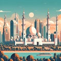 Abu Dhabi flat vector city skyline Royalty Free Stock Photo