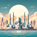 Abu Dhabi flat vector city skyline Royalty Free Stock Photo