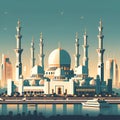 Abu Dhabi flat vector city skyline Royalty Free Stock Photo