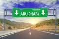 Abu Dhabi road sign on highway