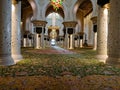 The praying hall of Abu Dhabi Sheikh Zayed Binsultan Nahyan Mosque Royalty Free Stock Photo