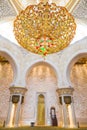 Abu Dhabi Sheikh Zayed Grand Mosque, beautiful interior Royalty Free Stock Photo