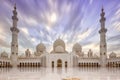 Abu Dhabi Sheikh Zayed Grand Mosque evening minarets United Arab