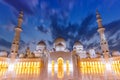 Abu Dhabi Sheikh Zayed Grand Mosque twilight minarets United Ara