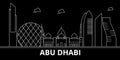 Abu Dhabi silhouette skyline. United Arab Emirates - Abu Dhabi vector city, arab linear architecture. Abu Dhabi line