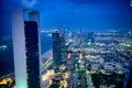 Abu Dhabi skyline along Corniche Road at night, UAE