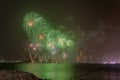 Abu Dhabi skyline with fireworks lighting up the sky as part of the National Day celebrations Royalty Free Stock Photo