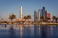 Abu Dhabi Skyline at Golden Hour Royalty Free Stock Photo