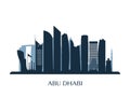 Abu Dhabi skyline, monochrome silhouette.