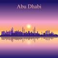 Abu Dhabi skyline silhouette background with a Grand Mosque