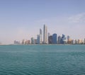 The Abu Dhabi skyline of skyscrapers in the United Arab Emirates, at the Persian Arabian Gulf coast. On the Arabian Peninsula ci Royalty Free Stock Photo