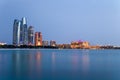 Abu Dhabi skyline after the sunset Royalty Free Stock Photo