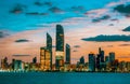Abu Dhabi Skyline at sunset Royalty Free Stock Photo