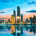 Abu Dhabi Skyline at sunset Royalty Free Stock Photo