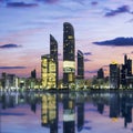 Abu Dhabi Skyline at sunset Royalty Free Stock Photo