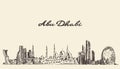 Abu Dhabi skyline vintage illustration hand drawn