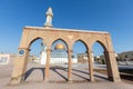ABU DHABI, UAE - 10 APRIL, 2021: Bani Hashem mosque in Abu Dhabi seen through the gates. Ramadan Kareem, Ramadan Mubarak Royalty Free Stock Photo