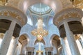 Abu Dhabi, UAE - April 2. 2019. beautiful Sheikh Zayd Grand Mosque indoor Royalty Free Stock Photo