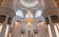 Abu Dhabi, UAE - April 2. 2019. beautiful Sheikh Zayd Grand Mosque indoor