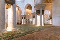 Abu Dhabi, UAE - April 2. 2019. Interior of Sheikh Zayd Grand Mosque