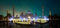 Panorama of The Sheikh Zayed Grand Mosque in the evening