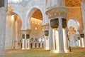 ABU DHABI, UAE - MARCH,19, 2019: Beautiful Sheikh Zayed Mosque inside is one of six largest mosques in world, mosque was officiall Royalty Free Stock Photo