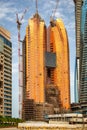 Abu Dhabi, UAE - March 25, 2014: New hotel under construction in Abu Dhabi, UAE. Abu Dhabi is the capital and the second most