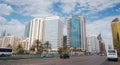Abu Dhabi, UAE - March 19, 2023: skyscrapers of Abu Dhabi city skyline with beautiful clouds Royalty Free Stock Photo