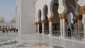 Abu Dhabi, UAE - March 31. 2019. Tourists in Sheikh Zayd Grand Mosque