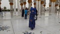 Abu Dhabi, UAE - March 31. 2019. Tourists in Sheikh Zayd Grand Mosque