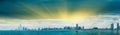 Abu Dhabi, UAE. Panoramic cityscape view at sunset from Marina v Royalty Free Stock Photo