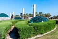 Abu Dhabi, United Arab Emirates - December 13, 2018: Elements of improvement in the Park in front of the Grand mosque