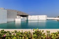 he exterior of the famous Louvre museum with the floating and roof in Abu Dhabi