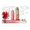 Abu Dhabi, United Arab Emirates. Graphic illustration
