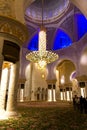 Abu Dhabi, United Arab Emirates - January 26, 2018: Sheikh Zayed Grand Mosque luxury chandelier and interior Royalty Free Stock Photo