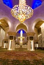 Abu Dhabi, United Arab Emirates - January 26, 2018: Sheikh Zayed Grand Mosque luxury chandelier and interior Royalty Free Stock Photo