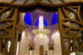 Abu Dhabi, United Arab Emirates - January 26, 2018: Sheikh Zayed Grand Mosque luxury chandelier and interior Royalty Free Stock Photo