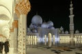 The nights view of inner courtyard of Sheikh Zayed Grand Mosque in Abu Dhabi city, United Arab Emirates Royalty Free Stock Photo