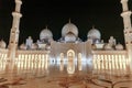 The nights view of inner courtyard of Sheikh Zayed Grand Mosque in Abu Dhabi city, United Arab Emirates Royalty Free Stock Photo