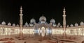 The nights view of inner courtyard of Sheikh Zayed Grand Mosque in Abu Dhabi city, United Arab Emirates Royalty Free Stock Photo