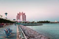 Abu Dhabi, United Arab Emirates - November 2, 2019: Al Marina island walking path in Abu Dhabi at sunset Royalty Free Stock Photo